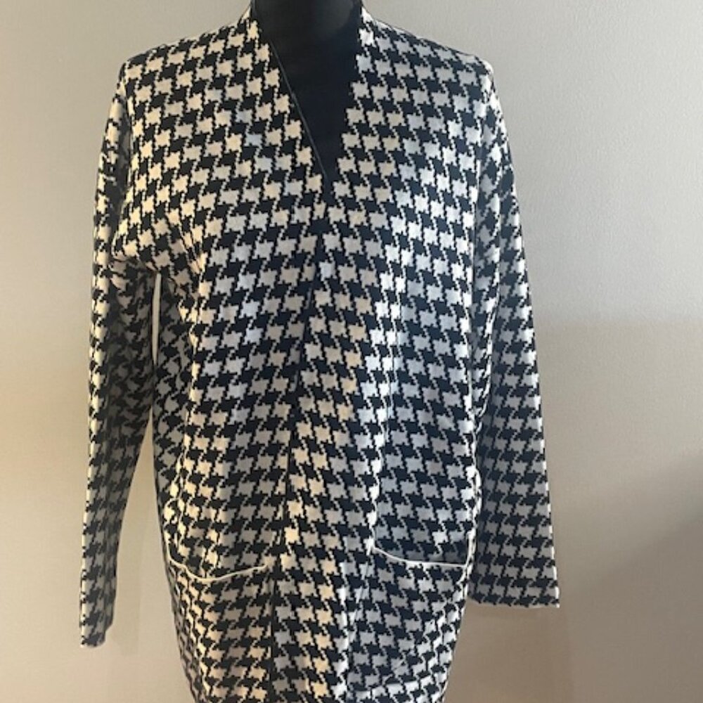 Houndstooth Long Cardigan
